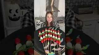 Ghost Caprese Skewers - Fun Halloween Appetizer #Shorts #Halloween #HalloweenSnacks #HalloweenIdeas