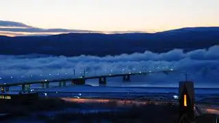 Движение тумана над Кольским заливом