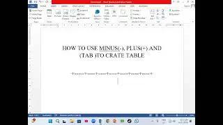 How create table using shortcut keys