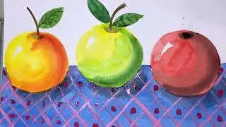 Drawing 3D apples with kids. How to paint an apple. Drawing lesson for little ones.