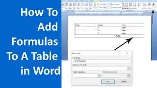 How To Add Formulas To A Table in Word #msword #msword_computer