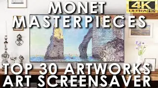Monet Art Slideshow Top 30 Masterpieces | Famous Paintings Screensaver | No Sound 4K UHD