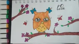 ИДЕЯ ДЛЯ ЛД.РИСУЕМ КАВАЙНУЮ СОВУШКУ