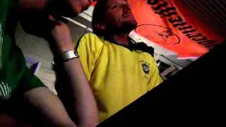 Drunk guy dances with chair after being denied.