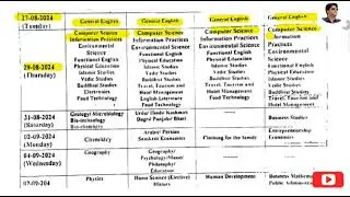 JKBose Class 12th Date Sheet For Private / Bi Annual Students Session 2024 J&K UT Ladakh