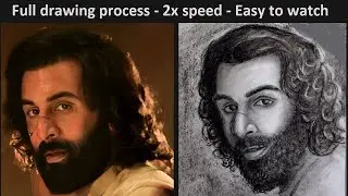 How to draw Ranbir Kapoor drawing | Charcoal drawing demo | Animal