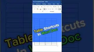 Table Shortcuts in Word Doc 💯 #shorts #excel
