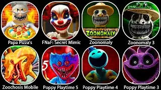 Poppy Playtime Chapter 3 4 5 Mobile,Zoochosis 1 2 Mobile,Zoonomaly 2 Horror Game,Escape Papa Pizza's