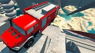 Beamng drive - Death Stairs Car Jumps & Falls The New Map