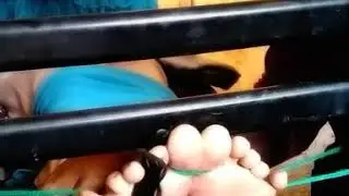 Mom/daughter feet tickling