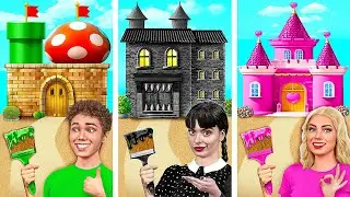 Wednesday vs Barbie एकल रंग मकान चुनौती | पागल चुनौती Multi DO Challenge