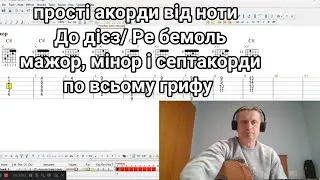 до дієз /ре бемоль мажорні, мінорні і сеп акорди по всьому грифу