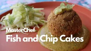 Crumbed Fish and Chip Cakes with Spiced Mayonnaise & Apple and Fennel Slaw | MasterChef Australia