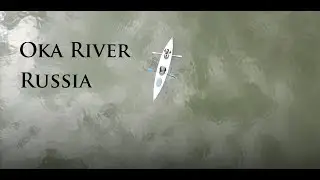 Oka River, Russia. Kayak Trip. Aerial view.