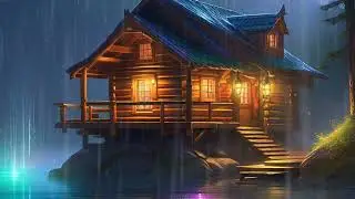 Gentle Rain in a Wooden Cabin in a Quiet Place