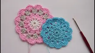 A simple crochet napkin. Round motifs. FOR BEGINNERS. Cup holder. Lesson 347.