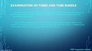 Examination of Tubes and Tube Bundle