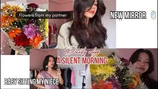 Daily Vlog |Flowers from my partner | Hairstyling| Babysitting 💕