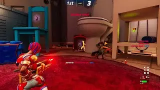 Battle around a toilet in Hypercharge Unboxed. The map is called 