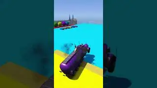 GTAV SPIDERMAN Epic New Stunt Race Challenge /SUPERHERO Yellow, Pink, Red, Blue, Green Monster Truck