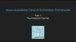 Musculoskeletal Clinical Translation Framework. Part 7: Psychosocial Factors
