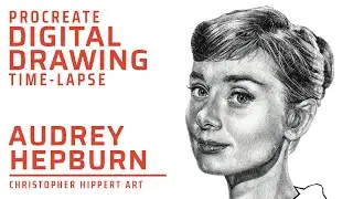 Drawing Audrey Hepburn | Time-Lapse Portrait Drawing of Audrey Hepburn | Procreate Drawing