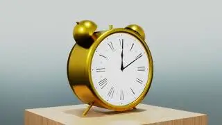 Gold Alarm Clock Created and Animated in Blender 4.0