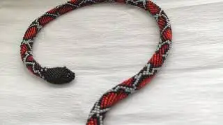 Snake Jewelry with snake Handmade snake Crochet snake Red snakes