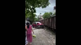 Hyundai parked on railroad