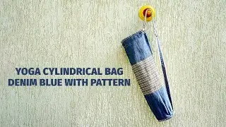 Yoga Cylindrical Bag - Denim Blue with Pattern | Indic Inspirations
