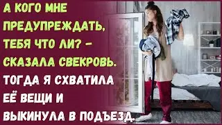 А кого мне предупреждать, тебя что ли? - сказала свекровь. Тогда я схватила её вещи и выкинула в...