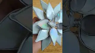 Silver Succulent Made From Re-cycled DVDs With a Pearl Glaze