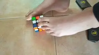 The video completed of solve Rubik's Cube with feet