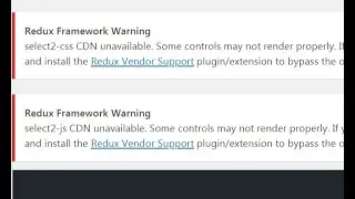 Redux framework warning select2-css cdn  unavailable