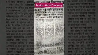 Junior Aided Vacancy Notification उत्तर प्रदेश जूनियर एडेड शिक्षक भर्ती 2025 