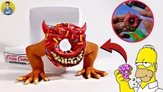 How to make Homer's donut but creepy😱😱 PLASTILINA✔✔✔ PORCELANA✔✔ POLYMER CLAY