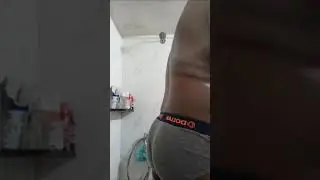 Huge bloated belly and fart in underwear