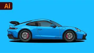 Adobe Illustrator Tutorial - How to Create Car Digital Illustration (HD)