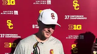 USC HC Lincoln Riley talks position battles, LSU and team captains