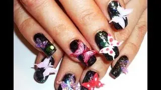 Midnight 3D Butterflies Nail Art Collab with Toxicomana81