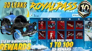 😱 A10 Royal Pass & Bonus Pass Full Leaks | Upgrade Glacier UAZ & AMR Skin | Next Prize Path | PUBGM