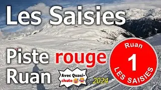 Les Saisies - Ski Alpin - Piste rouge "Ruan" (février 2024) (4K)