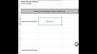 Insert Current Date & Time in Ms Excel