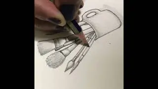 Pencil sketch of paint brushes