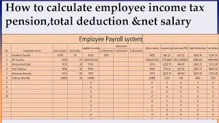 How to Calculate Employee Salary Income Tax, pension, total deduction and net salary by MS-Excel