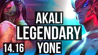 AKALI vs YONE (MID) | Legendary, 13/3/5, 600+ games | NA Master | 14.16