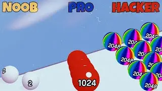 NOOB vs PRO vs HACKER in Ball Run 2048.