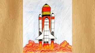 Draw a Rocket I Rocket launch drawing tutorial