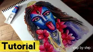 Kali Mata Drawing // Water Colour Portrait Drawing // Step by step Tutorial 🔥