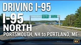 Driving on Interstate 95 from Portsmouth, New Hampshire to Portland, Maine